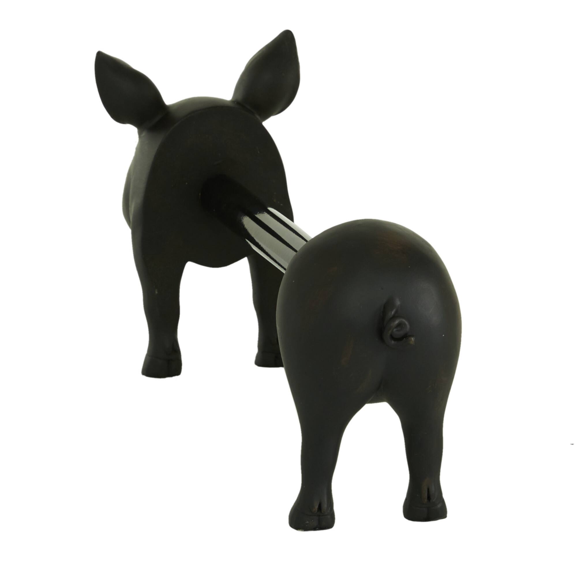 16" Black Farmhouse Pig Paper Towel Holder